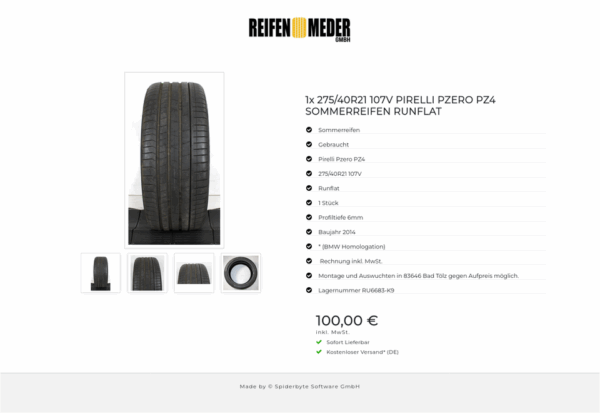 1x 275/40R21 107V PIRELLI PZERO PZ4 SOMMERREIFEN RUNFLAT #1AJB – Bild 5