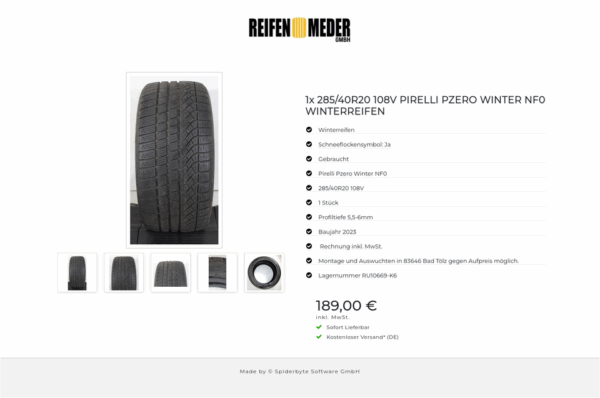 1x 285/40R20 108V PIRELLI PZERO WINTER NF0 WINTERREIFEN #1QYK – Bild 6