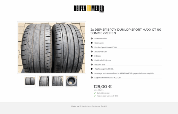 2x 265/45R18 101Y DUNLOP SPORT MAXX GT N0 SOMMERREIFEN #2897 – Bild 5