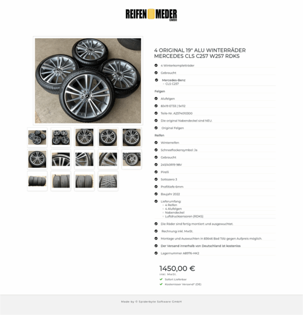 4 ORIGINAL 19" ALU WINTERRÄDER MERCEDES CLS C257 W257 RDKS #1V0L – Bild 15