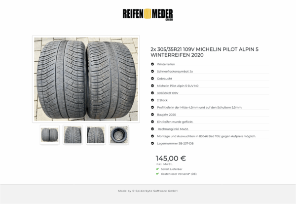 2x 305/35R21 109V MICHELIN PILOT ALPIN 5 WINTERREIFEN 2020 #13CY – Bild 5