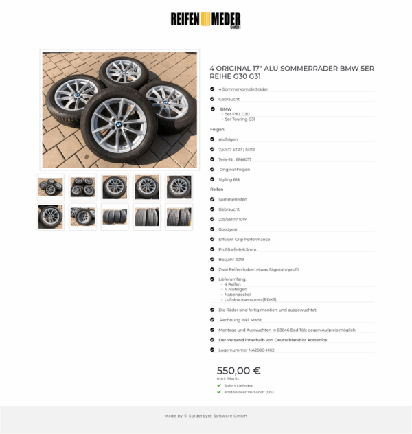 4 ORIGINAL 17" ALU SOMMERRÄDER BMW 5ER REIHE G30 G31  #10OH – Bild 11