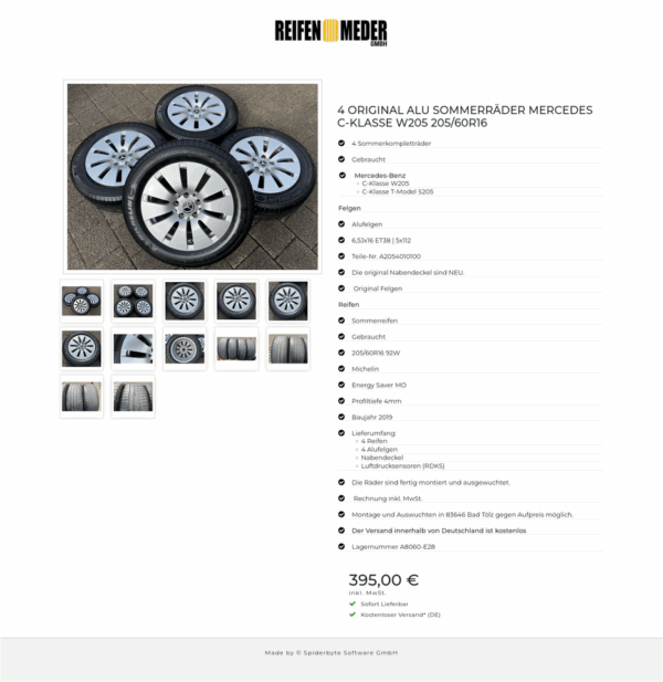 4 ORIGINAL ALU SOMMERRÄDER MERCEDES C-KLASSE W205 205/60R16 #1TIX – Bild 13