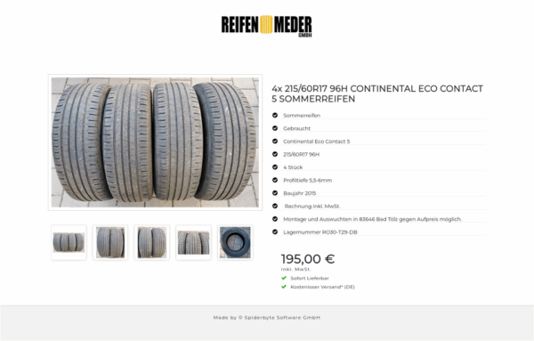 4x 215/60R17 96H CONTINENTAL ECO CONTACT 5 SOMMERREIFEN #1951 – Bild 6