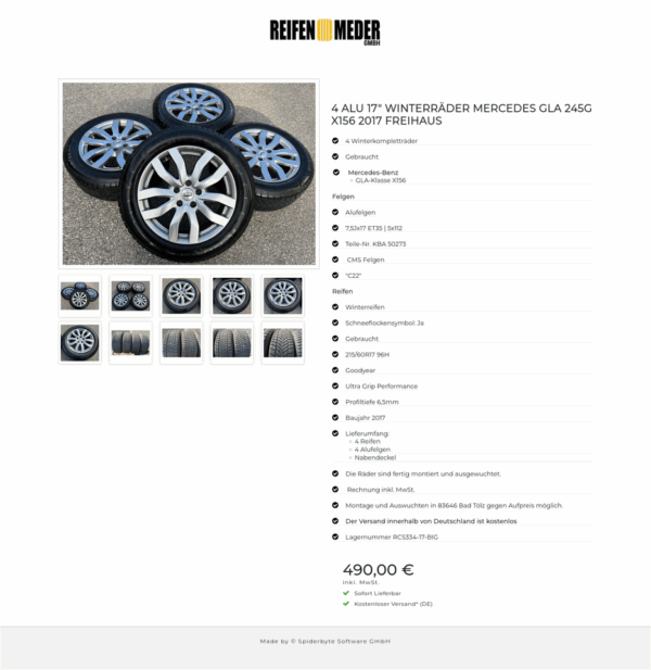 4 ALU 17" WINTERRÄDER MERCEDES GLA 245G X156 2017 FREIHAUS #8708 – Bild 11