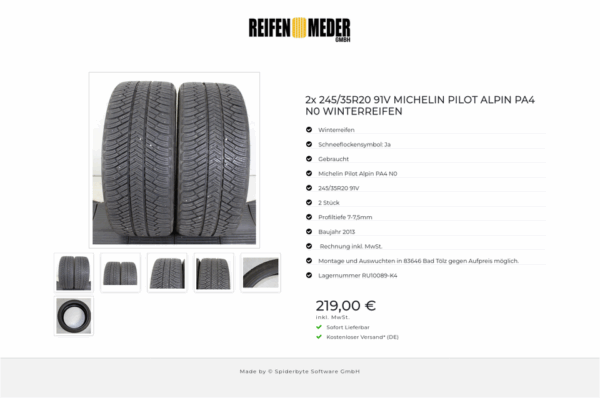 2x 245/35R20 91V MICHELIN PILOT ALPIN PA4 N0 WINTERREIFEN #1ORL – Bild 7