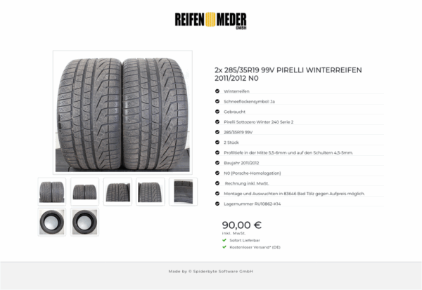2x 285/35R19 99V PIRELLI WINTERREIFEN 2011/2012 N0 #1SVY – Bild 8