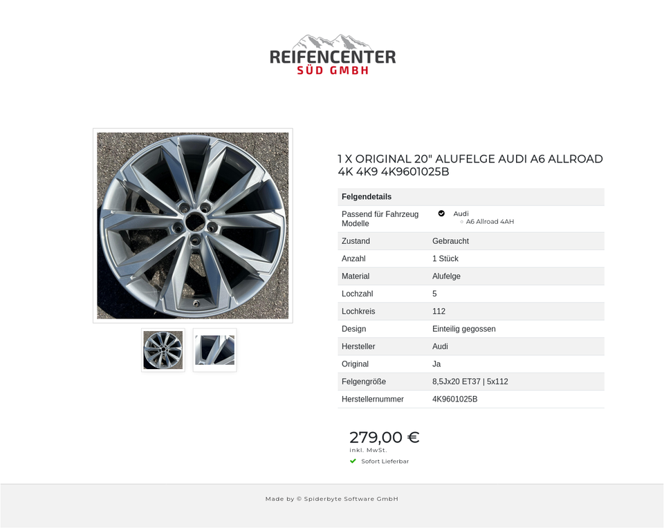 1 X ORIGINAL 20" ALUFELGE AUDI A6 ALLROAD 4K 4K9 4K9601025B #1ISR – Bild 3