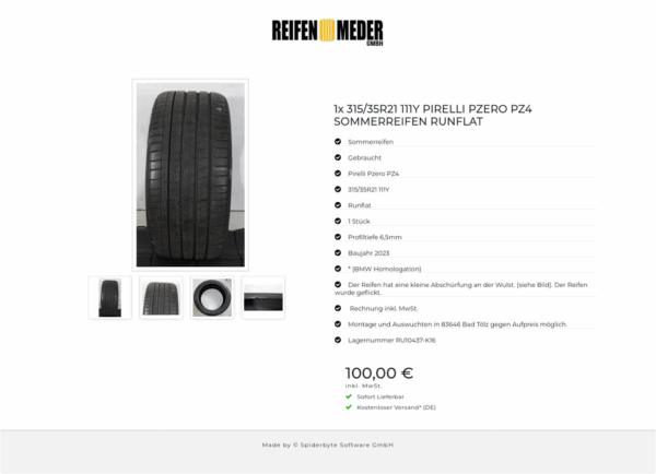 1x 315/35R21 111Y PIRELLI PZERO PZ4 SOMMERREIFEN RUNFLAT #1PYG – Bild 5