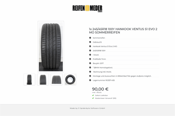 1x 245/45R18 100Y HANKOOK VENTUS S1 EVO 2 MO SOMMERREIFEN #1G7T – Bild 5