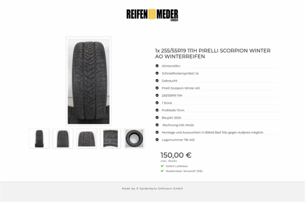 1x 255/55R19 111H PIRELLI SCORPION WINTER AO WINTERREIFEN #1SPG – Bild 6