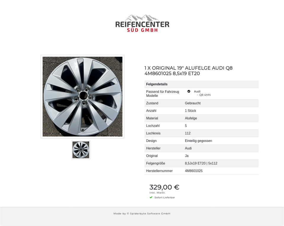 1 X ORIGINAL 19" ALUFELGE AUDI Q8 4M8601025 8,5x19 ET20 #1Y6U – Bild 2