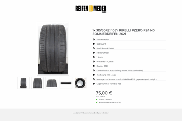 1x 315/30R21 105Y PIRELLI PZERO PZ4 N0 SOMMERREIFEN 2021 #1V1Z – Bild 6