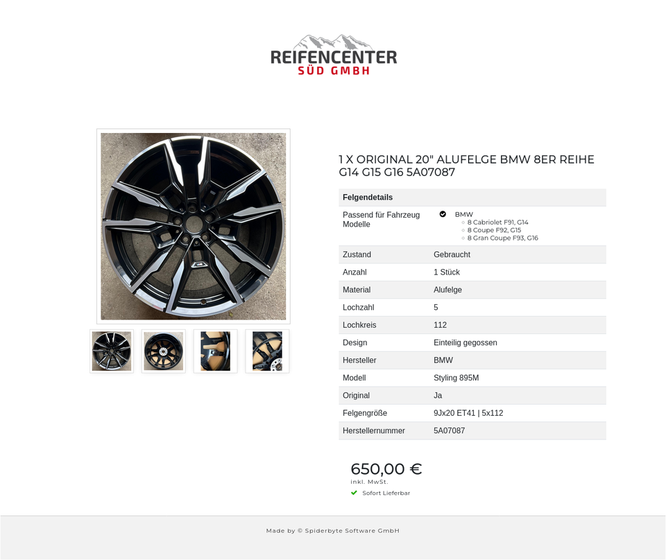 1 X ORIGINAL 20" ALUFELGE BMW 8ER REIHE G14 G15 G16 5A07087 #1UAC – Bild 5