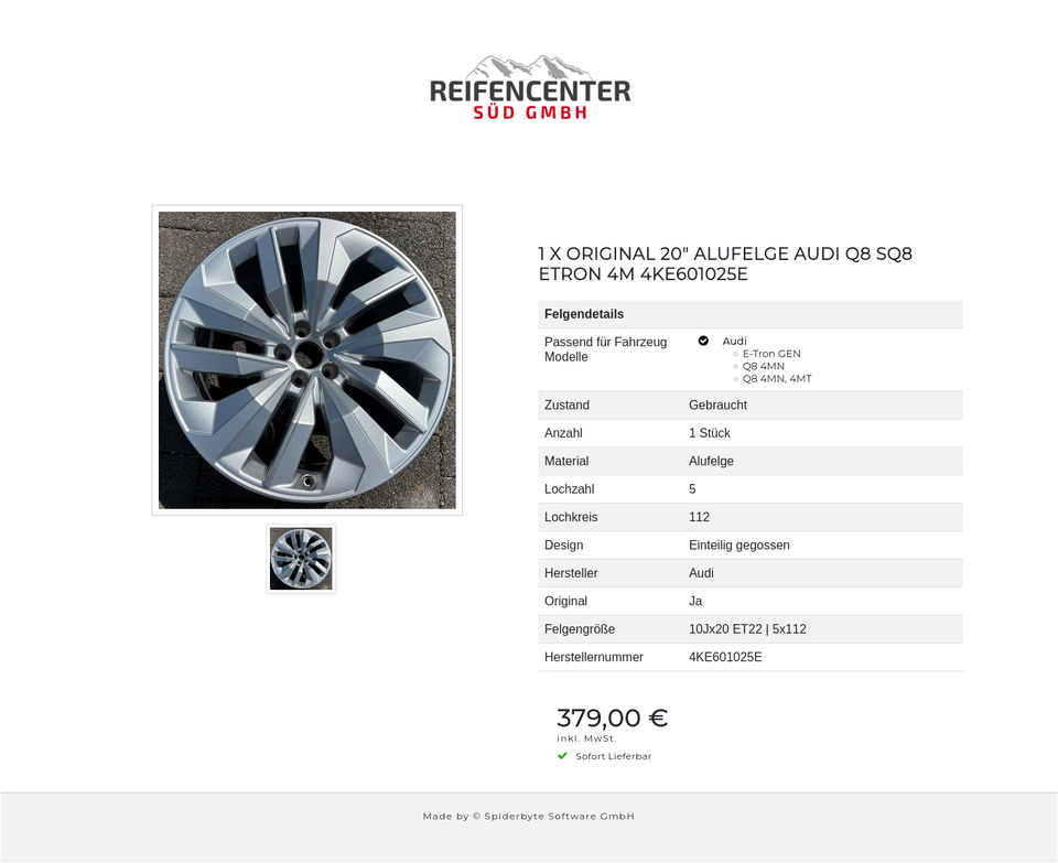 1 X ORIGINAL 20" ALUFELGE AUDI Q8 SQ8 ETRON 4M 4KE601025E #1Z2L – Bild 2