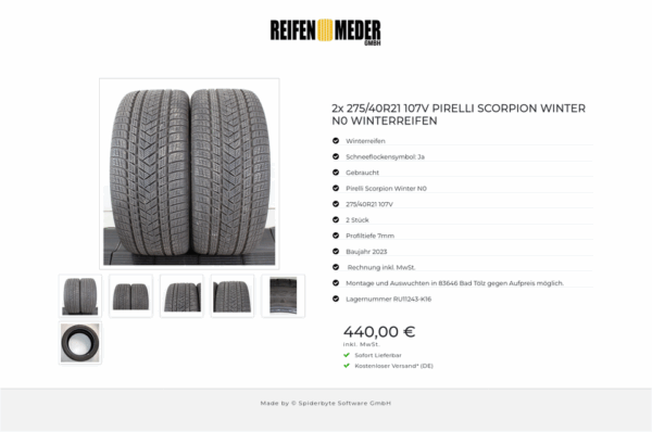 2x 275/40R21 107V PIRELLI SCORPION WINTER N0 WINTERREIFEN #1V3O – Bild 7