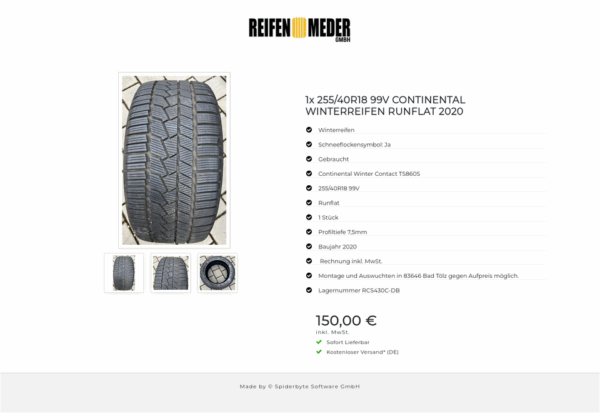 1x 255/40R18 99V CONTINENTAL WINTERREIFEN RUNFLAT 2020 #10GJ – Bild 4