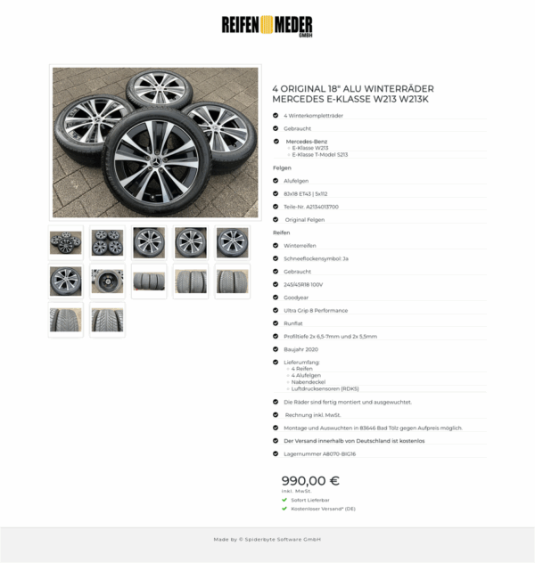 4 ORIGINAL 18" ALU WINTERRÄDER MERCEDES E-KLASSE W213 W213K #1TGL – Bild 13