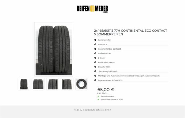 2x 165/60R15 77H CONTINENTAL  ECO CONTACT 5 SOMMERREIFEN #1BMB – Bild 6