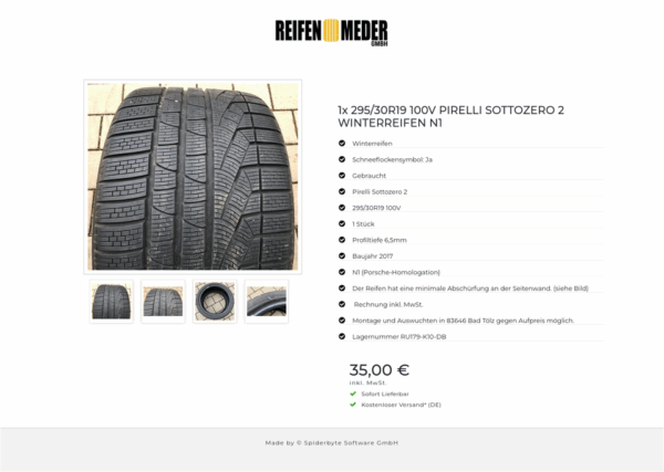 1x 295/30R19 100V PIRELLI SOTTOZERO 2 WINTERREIFEN N1 #1565 – Bild 5