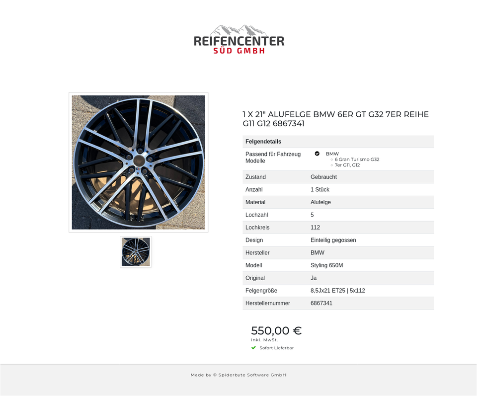 1 X 21" ALUFELGE BMW 6ER GT G32 7ER REIHE G11 G12 6867341 #1UAM – Bild 2