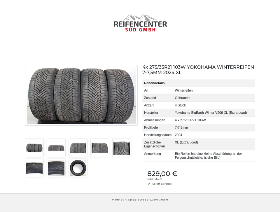 4x 275/35R21 103W YOKOHAMA WINTERREIFEN 7-7,5MM 2024 XL #1S2H – Bild 9