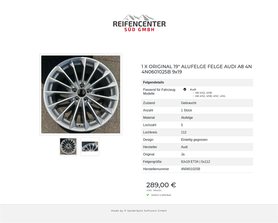 1 X ORIGINAL 19" ALUFELGE FELGE AUDI A8 4N 4N0601025B 9x19 #1Y5M – Bild 3