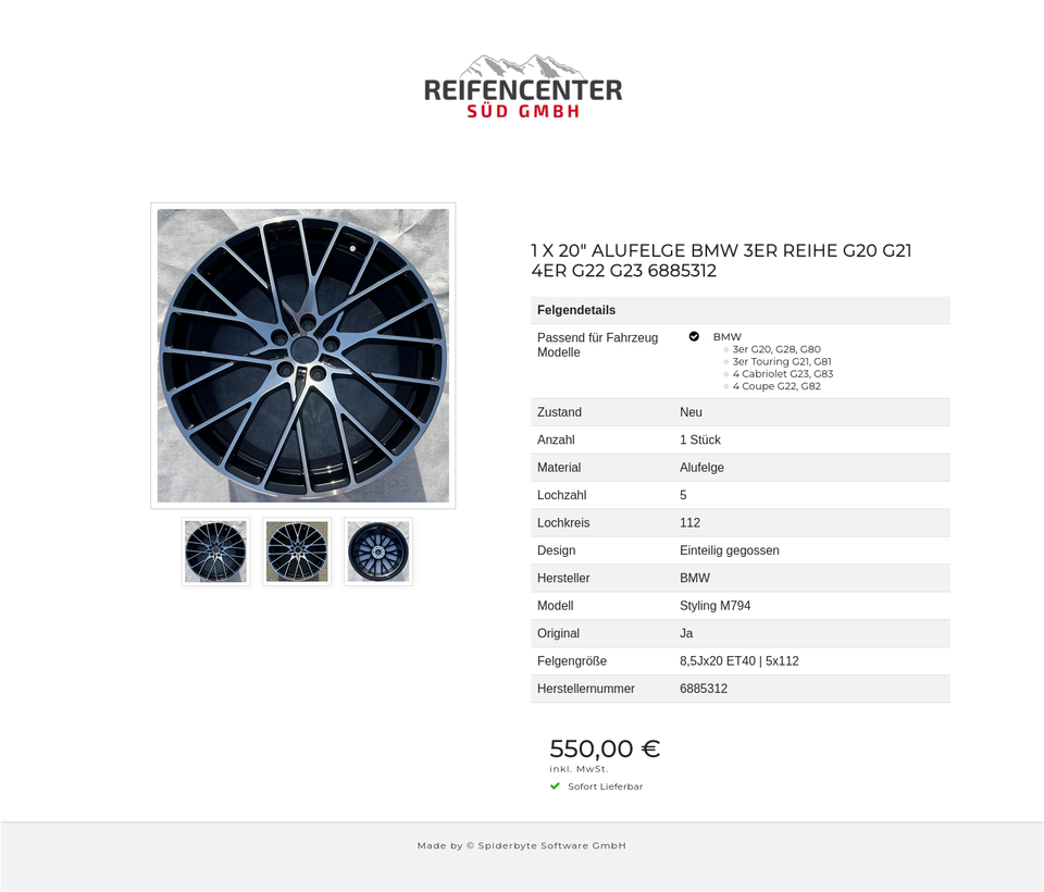 1 X 20" ALUFELGE BMW 3ER REIHE G20 G21 4ER G22 G23 6885312 #1JPN – Bild 4