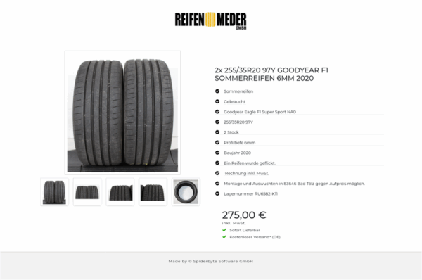 2x 255/35R20 97Y GOODYEAR F1 SOMMERREIFEN 6MM 2020 #1A0Y – Bild 6