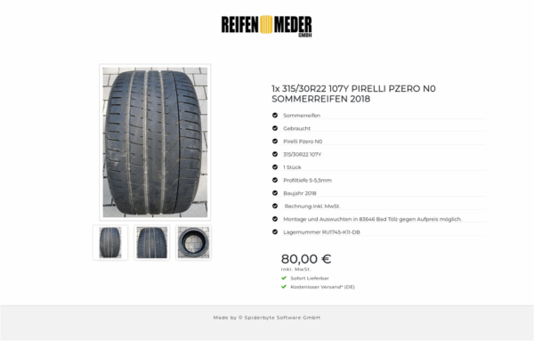 1x 315/30R22 107Y PIRELLI PZERO N0 SOMMERREIFEN 2018 #7140 – Bild 4