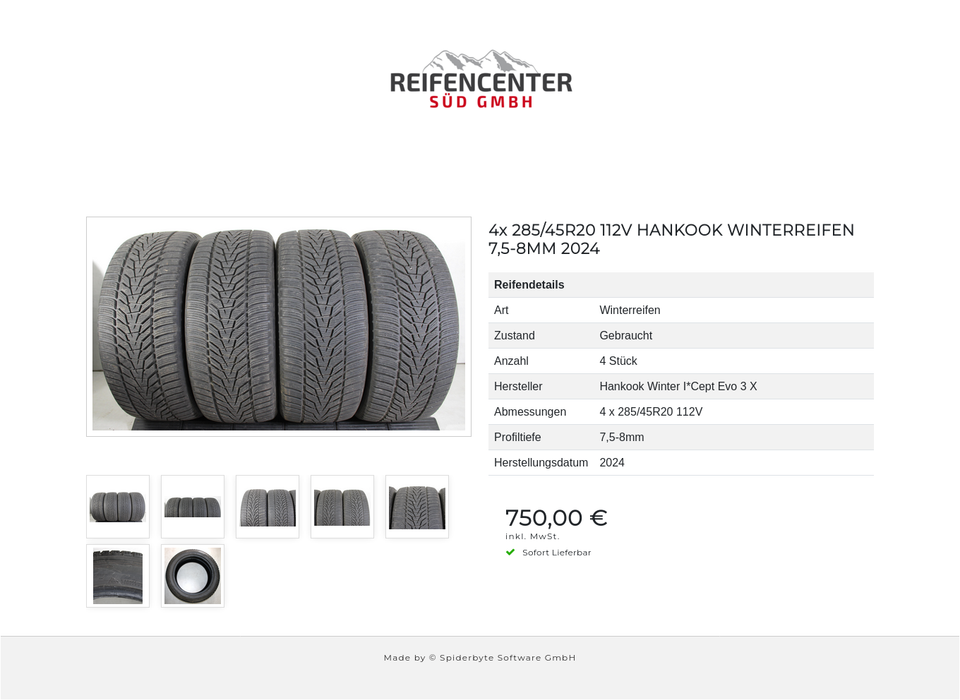 4x 285/45R20 112V HANKOOK WINTERREIFEN 7,5-8MM 2024 #1S0C – Bild 8