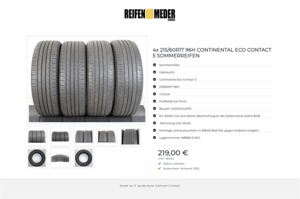 4x 215/60R17 96H CONTINENTAL  ECO CONTACT 5 SOMMERREIFEN #1H3O – Bild 9