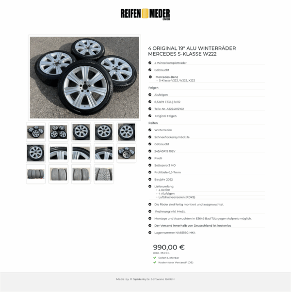 4 ORIGINAL 19" ALU WINTERRÄDER MERCEDES S-KLASSE W222  #19ZL – Bild 15
