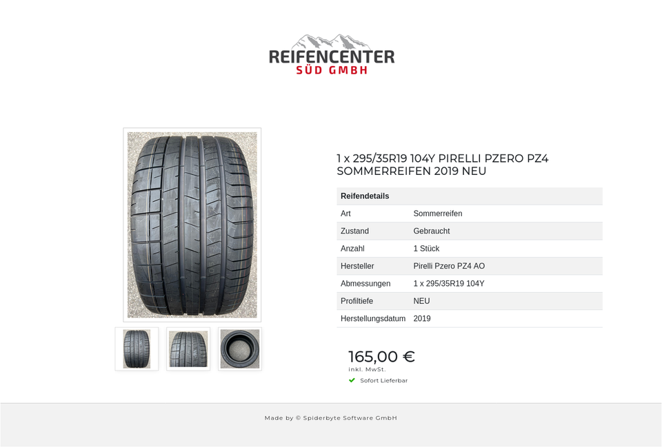 1 x 295/35R19 104Y PIRELLI PZERO PZ4 SOMMERREIFEN 2019 NEU #1XMR – Bild 4