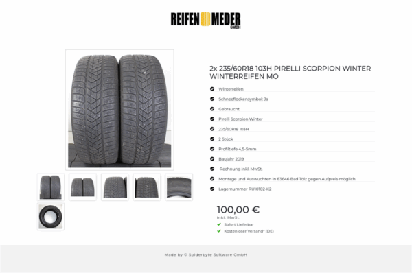 2x 235/60R18 103H PIRELLI SCORPION WINTER WINTERREIFEN MO #1OTQ – Bild 7