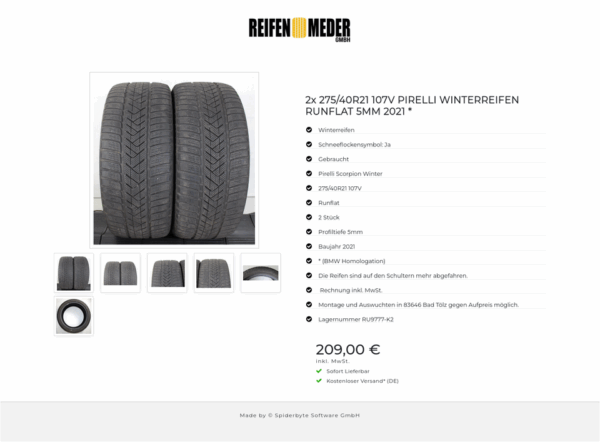 2x 275/40R21 107V PIRELLI WINTERREIFEN RUNFLAT 5MM 2021 * #1O7E – Bild 7