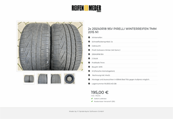 2x 255/40R18 95V PIRELLI WINTERREIFEN 7MM 2015 N1 #8724 – Bild 5