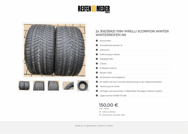 2x 305/35R21 109V PIRELLI SCORPION WINTER WINTERREIFEN N0 #1570 – Bild 6