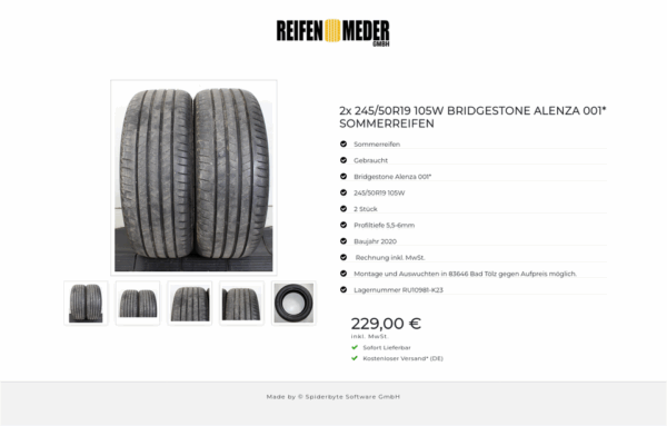 2x 245/50R19 105W BRIDGESTONE ALENZA 001* SOMMERREIFEN #1TOM – Bild 6