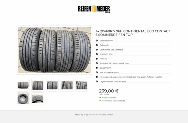 4x 215/60R17 96H CONTINENTAL ECO CONTACT 5 SOMMERREIFEN TOP #1135 – Bild 8