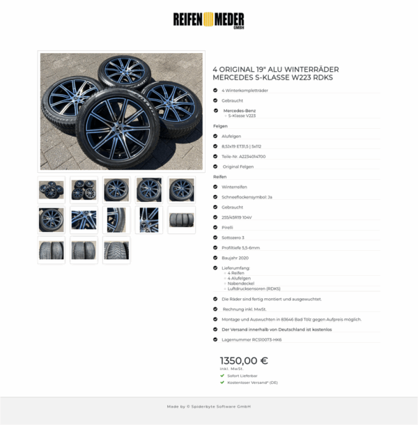 4 ORIGINAL 19" ALU WINTERRÄDER MERCEDES S-KLASSE W223 RDKS #1WUZ – Bild 14