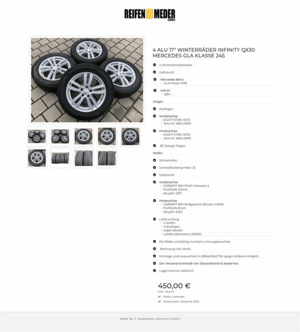 4 ALU 17" WINTERRÄDER INFINITY QX30 MERCEDES GLA KLASSE 245 #9621 – Bild 10