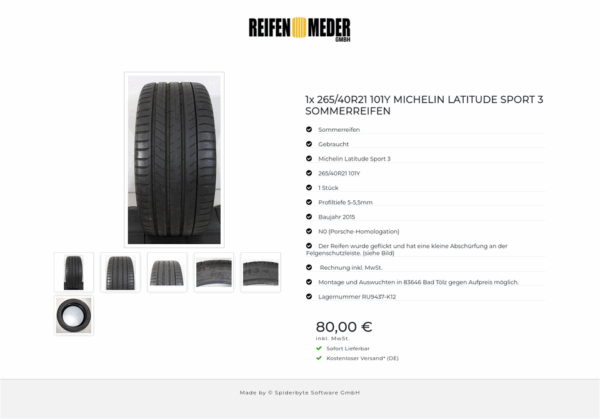 1x 265/40R21 101Y MICHELIN LATITUDE SPORT 3 SOMMERREIFEN #1N1Z – Bild 7