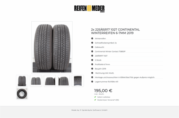 2x 225/65R17 102T CONTINENTAL WINTERREIFEN 6-7MM 2019 #1X8C – Bild 7