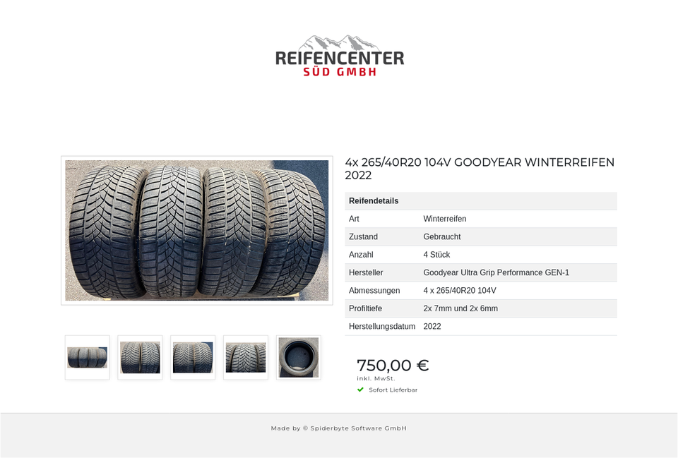 4x 265/40R20 104V GOODYEAR WINTERREIFEN 2022 #1XQY – Bild 6