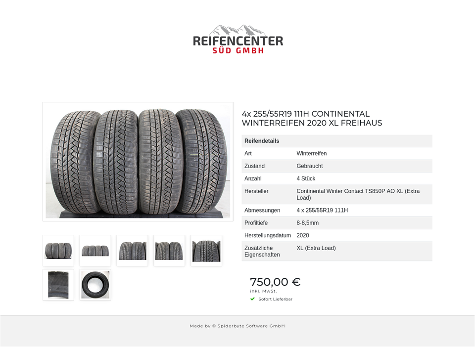 4x 255/55R19 111H CONTINENTAL WINTERREIFEN 2020 XL FREIHAUS #1TDO – Bild 8