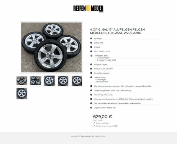 4 ORIGINAL 17" ALUFELGEN FELGEN MERCEDES C-KLASSE W206 A206 #1OJB – Bild 7