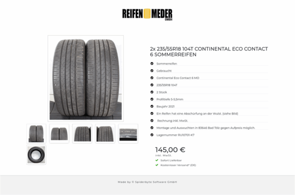 2x 235/55R18 104T CONTINENTAL  ECO CONTACT 6 SOMMERREIFEN #1RJM – Bild 7