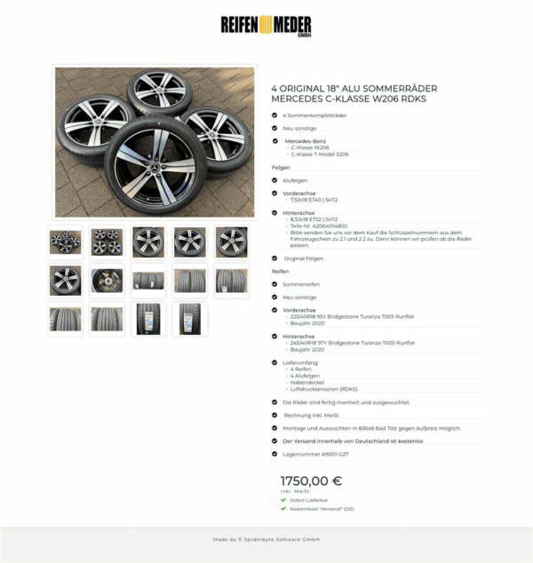 4 ORIGINAL 18" ALU SOMMERRÄDER MERCEDES C-KLASSE W206 RDKS  #1RLL – Bild 15