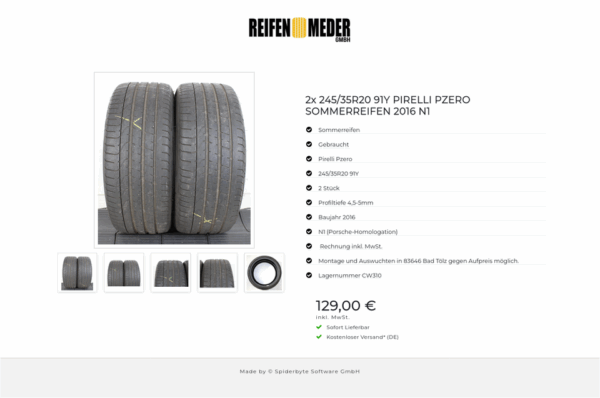 2x 245/35R20 91Y PIRELLI PZERO SOMMERREIFEN 2016 N1 #1D8A – Bild 6